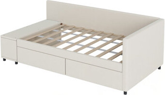 Takason L-Shaped Upholstered Platform Bed With Storage And Drawers