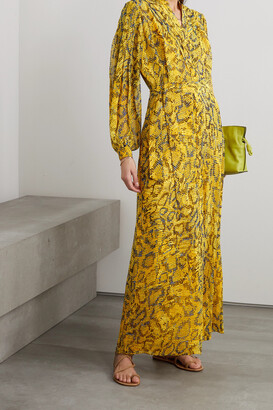 Diane von Furstenberg - Carter Belted Printed Chiffon Maxi Dress - Yellow