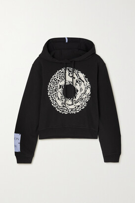 McQ Walk Of Life Cropped Appliqued Embroidered Cotton-jersey Hoodie