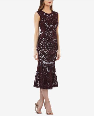 JS Collections Embroidered Soutache Midi Dress