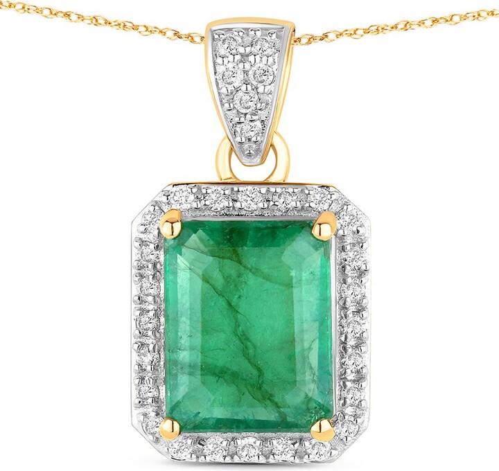 Diana M 14K 3.16 ct. tw. Diamond & Zambian Emerald Pendant