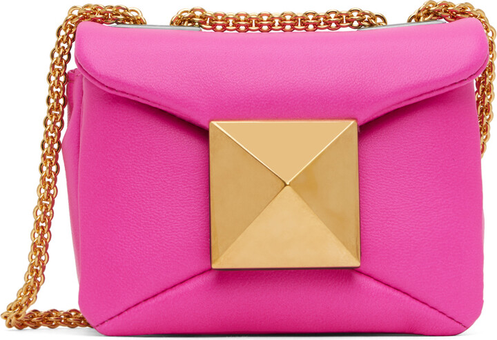 Valentino Garavani - Pink PP Leather One Stud Shoulder Bag Uni