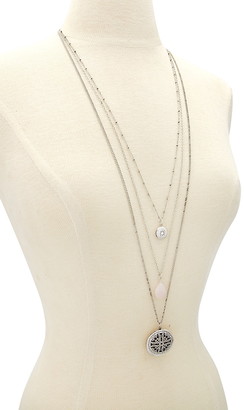 Forever 21 locket & faux gemstone layered necklace