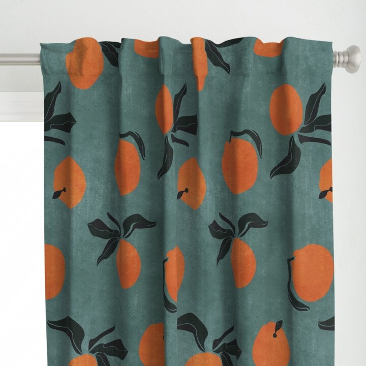Retro Oranges Curtain Panel - Mid-Century Clementines By Erin Kendal Large Scale Midcentury Modern Custom Spoonflower