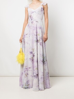 Marchesa Notte Bridal Floral-Print Floor-Length Dress