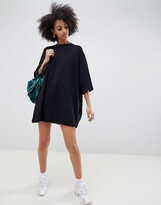 Thumbnail for your product : Weekday Huge cotton t-shirt dress in black - BLACK