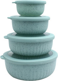 PET SUPPLY PLUS INC Prep Bowls With Lids, Wide And Deep Nesting Plastic Small Mixing Bowl Set With Lids, Wide Bowls, (Speckled Mint/8 Piece)