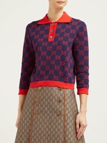 Thumbnail for your product : Gucci GG-jacquard Cotton Polo Sweater - Navy Multi