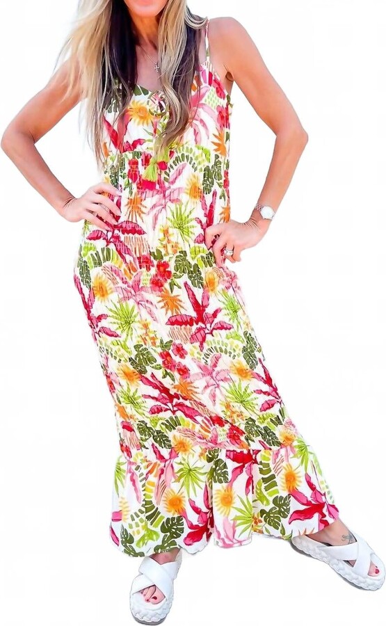 Fate Palm Paradise Midi Dress In Multi