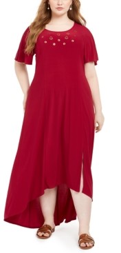 NY Collection Plus Size High-Low Hem Grommet Dress