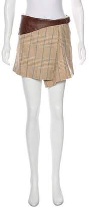 Alvin Valley Leather-Trimmed Mini Skirt Brown Leather-Trimmed Mini Skirt
