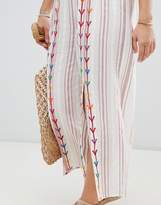 Thumbnail for your product : ASOS Design DESIGN chevron embroidered split front beach co-ord pant