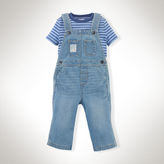 Thumbnail for your product : Ralph Lauren Cotton Tee & Denim Overall Set