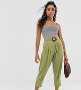 Thumbnail for your product : ASOS DESIGN Petite textured balloon trouser with buckle