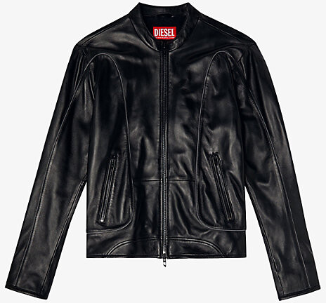 Diesel Mens 9Xx L-Krixy Brand-Embossed Regular-Fit Leather Jacket 38