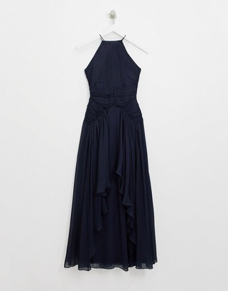 ASOS Petite DESIGN Petite Bridesmaid pinny maxi dress with ruched bodice and layered skirt detail