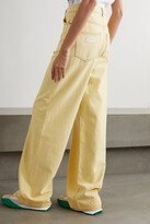 Thumbnail for your product : Ganni Bleached Organic Denim High-rise Wide-leg Jeans - Pastel yellow