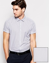 Thumbnail for your product : ASOS Smart Shirt in Short Sleeve with End on End Stripe