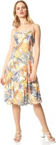 Thumbnail for your product : Roman Originals Fit & Flare Dress for Women UK - Ladies Patchwork Geometric Tropical Floral Print Skater Stretch Jersey Swing Strappy Flattering Casual Summer Sleeveless - Blue Yellow White - Size 12