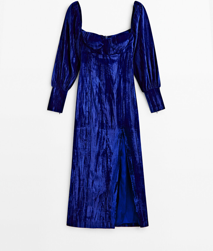 Massimo Dutti Pleated Velvet Dress Studio ShopStyle