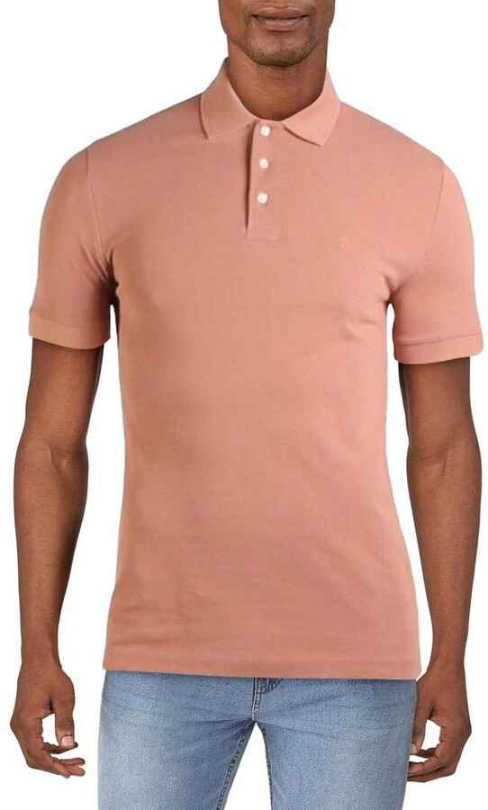 French Connection Mens Short Sleeve Solid Color Regular Fit Polo Shirt 