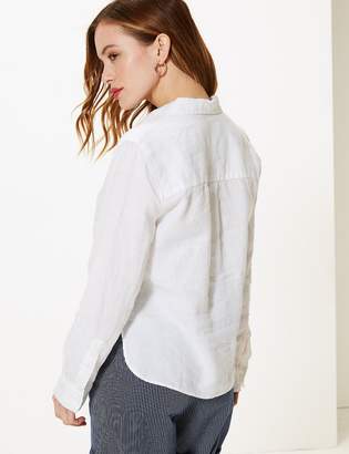 M&S CollectionMarks and Spencer PETITE Pure Linen Button Detailed Shirt
