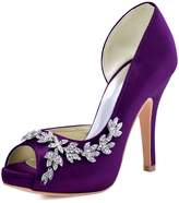Thumbnail for your product : ElegantPark HP1560IAC Women Satin Peep Toe D'Orsay Pumps AC Removable Shoes Clips Wedding Bridal Shoes US 8