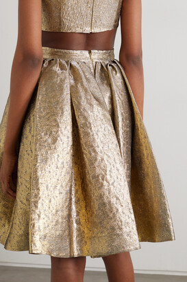 Emilia Wickstead Pleated Lamé Skirt - Gold