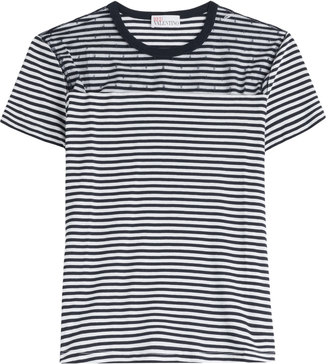 RED Valentino Cotton T-Shirt with Point d'Esprit