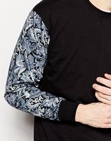 Thumbnail for your product : B.young Reclaimed Vintage Long Sleeve T-Shirt With Paisley Sleeves