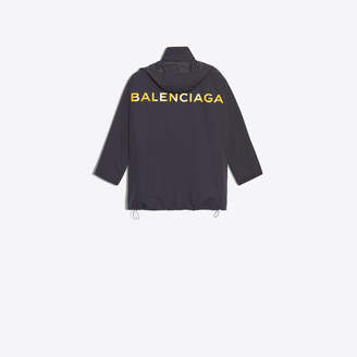 Balenciaga Light hooded windbreaker coat with contrasted logo at back