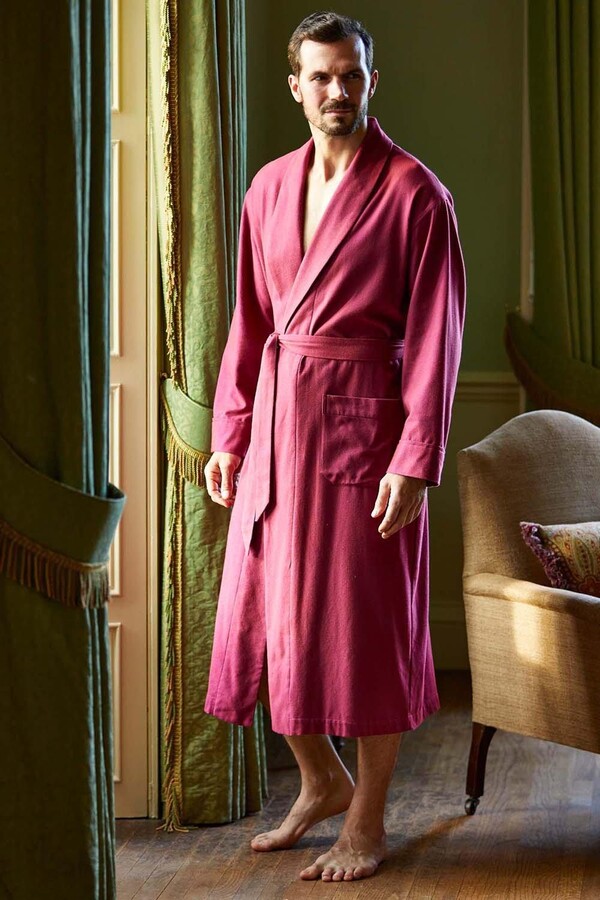 British Boxers 'Rioja' Herringbone Brushed Cotton Dressing Gown