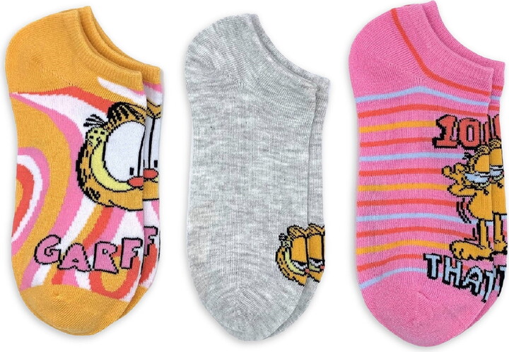 Garfield Women’s Print No Show Socks, 3-Pack, Shoe Size 4-10