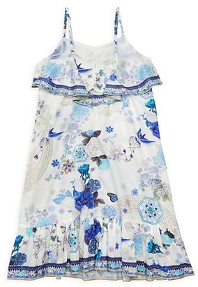 Camilla Little Girl's & Girl's White Side Moon Floral-Print Shift Dress