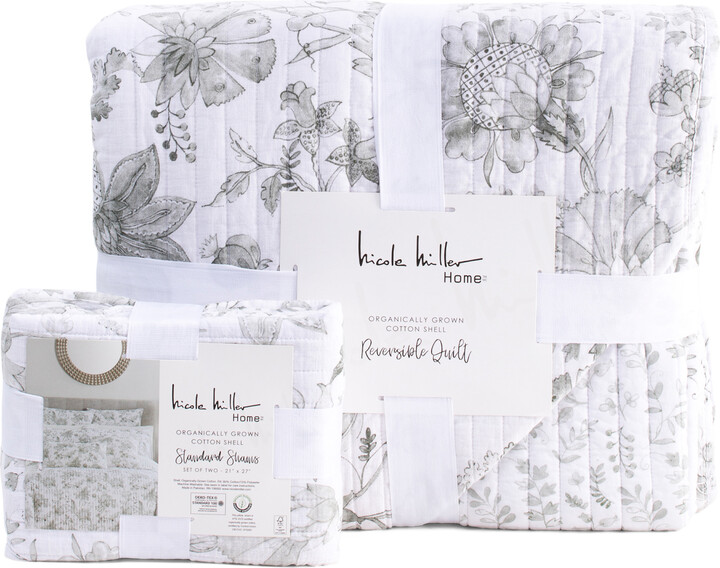 Nicole Miller Home Lisette Jacobean Slub Quilt And Sham Collection