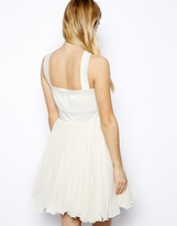 Thumbnail for your product : Lydia Bright Skater Dress With Crossover Neck And Pleated Skirt