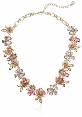 Anne Klein Women's 16 Inch Stone Flower Collar Gold/Blush Choker Necklace -  ShopStyle