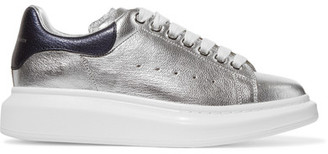 Alexander McQueen Metallic Leather Exaggerated-sole Sneakers - Silver