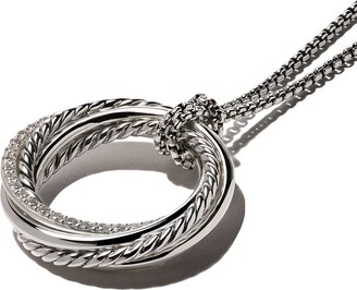 David Yurman sterling silver Crossover diamond necklace