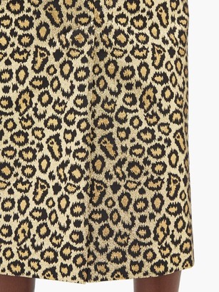 Alessandra Rich Leopard-brocade Pencil Skirt - Gold