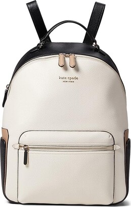 Kate Spade Hudson Color-Blocked Pebbled Leather Large Backpack (Parchment Multi) Backpack Bags