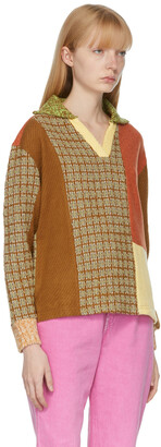 ANDERSSON BELL Brown & Orange Patchwork Sienna Polo