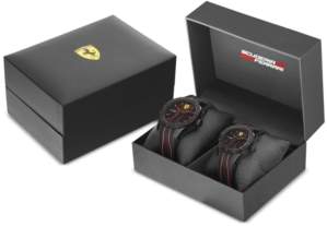 Ferrari Men's Red Rev Black Silicone Strap Watch 38mm & 44mm Gift Set