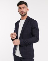 Thumbnail for your product : New Look tonal grid check suit jacket in navy