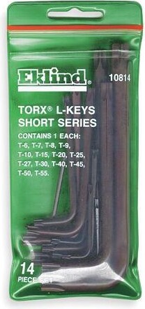 Eklind Torx Key Set, T6 - T45, L-Shaped, Short