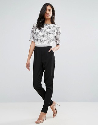 Little Mistress Tailored Jumpsuit With Printed Top