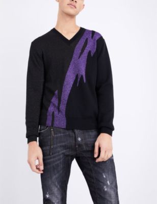 DSQUARED2 Metallic-print lurex knitted jumper