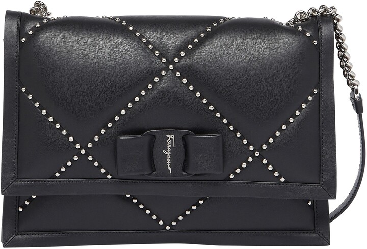 Ladies Quilted Fx Leather Satchel Handbag Cross Body Studded Shoulder Bag KT2175 