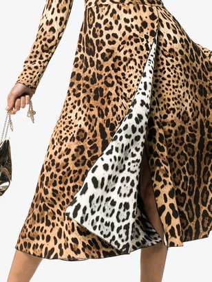 Dolce & Gabbana Leopard Print Flared Dress