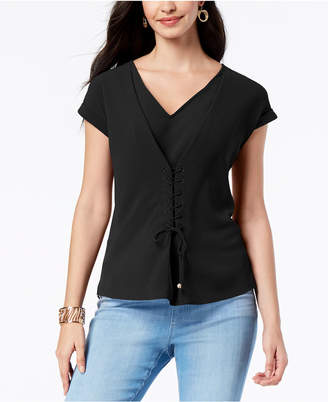 Thalia Sodi Grommet Lace-Front Top, Created for Macy's